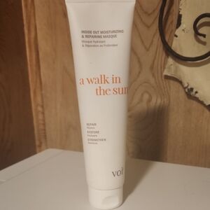 a Walk in the Sun Moisturizing & Repairing Hair Masque - White with Orange Text